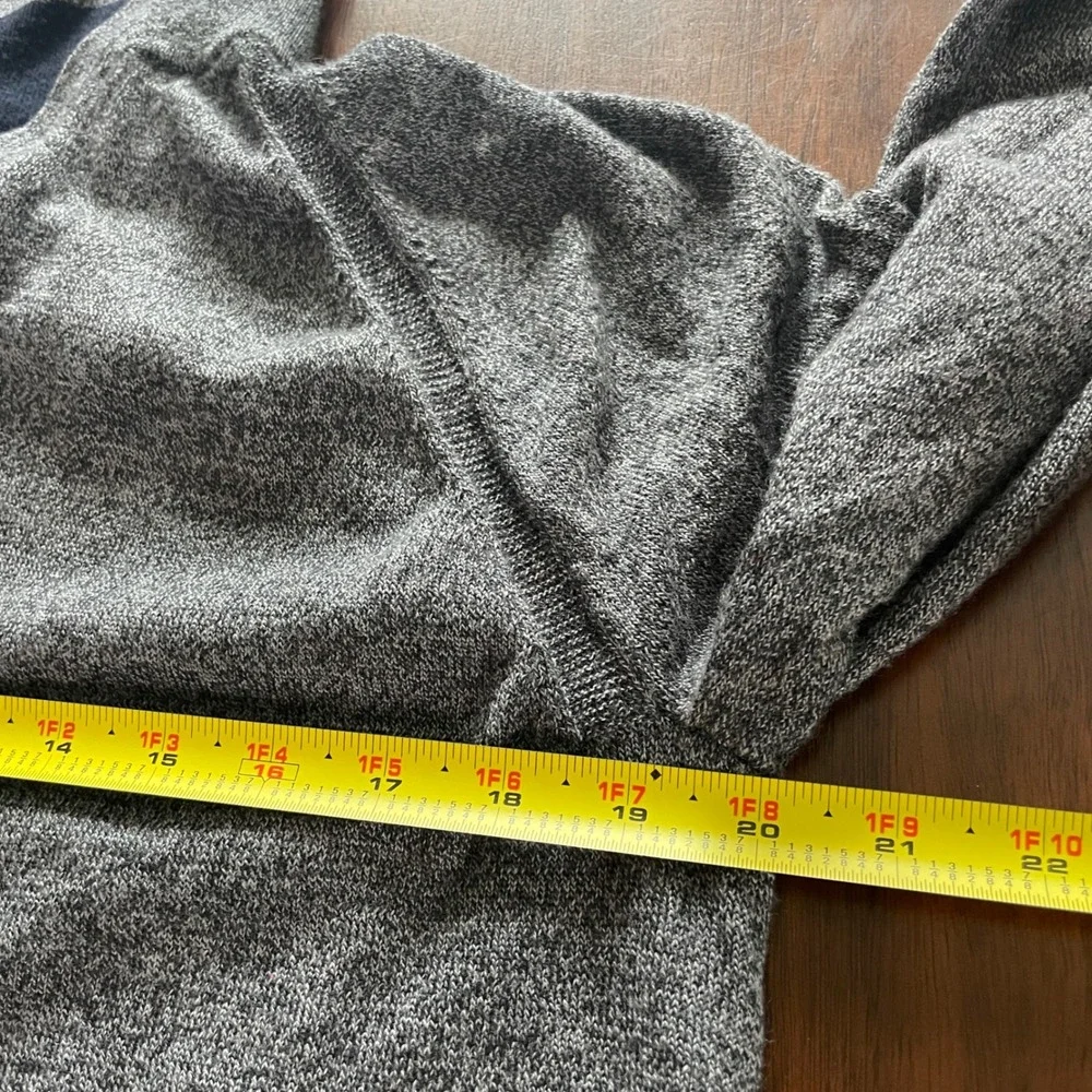 Banana Republic Full Zip Sweater Mens L Gray 100% Merino Wool Mock Neck Classic